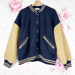 NEW Free People Home Run Varsity Bomber Jacket L
